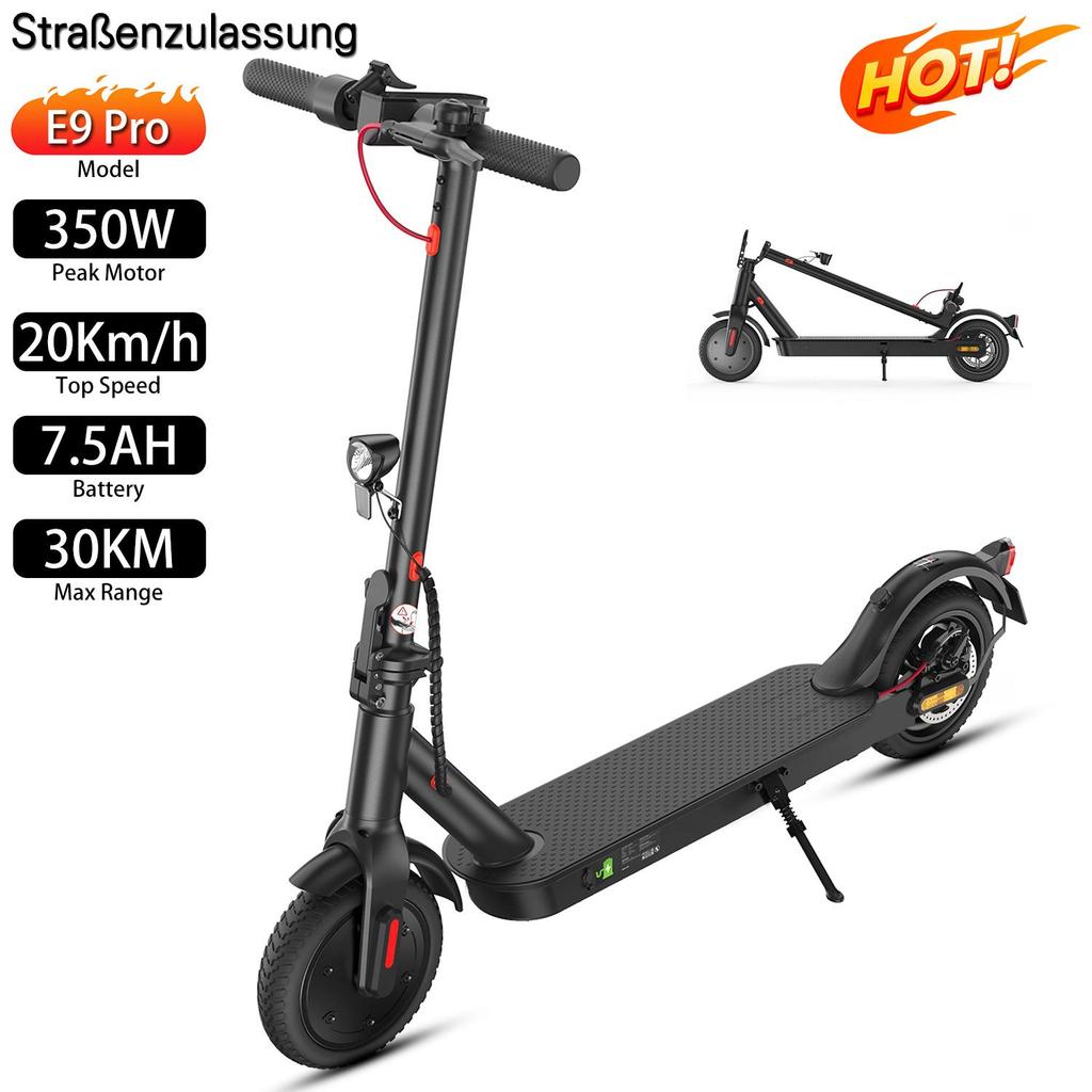 Elektroroller Faltbar Mit Straßenzulassung E9 Pro Höchstgeschwindigkeit 20Km/h 36V 7.5AH Maximale Reichweite 30KM ABE-Zertifizierung