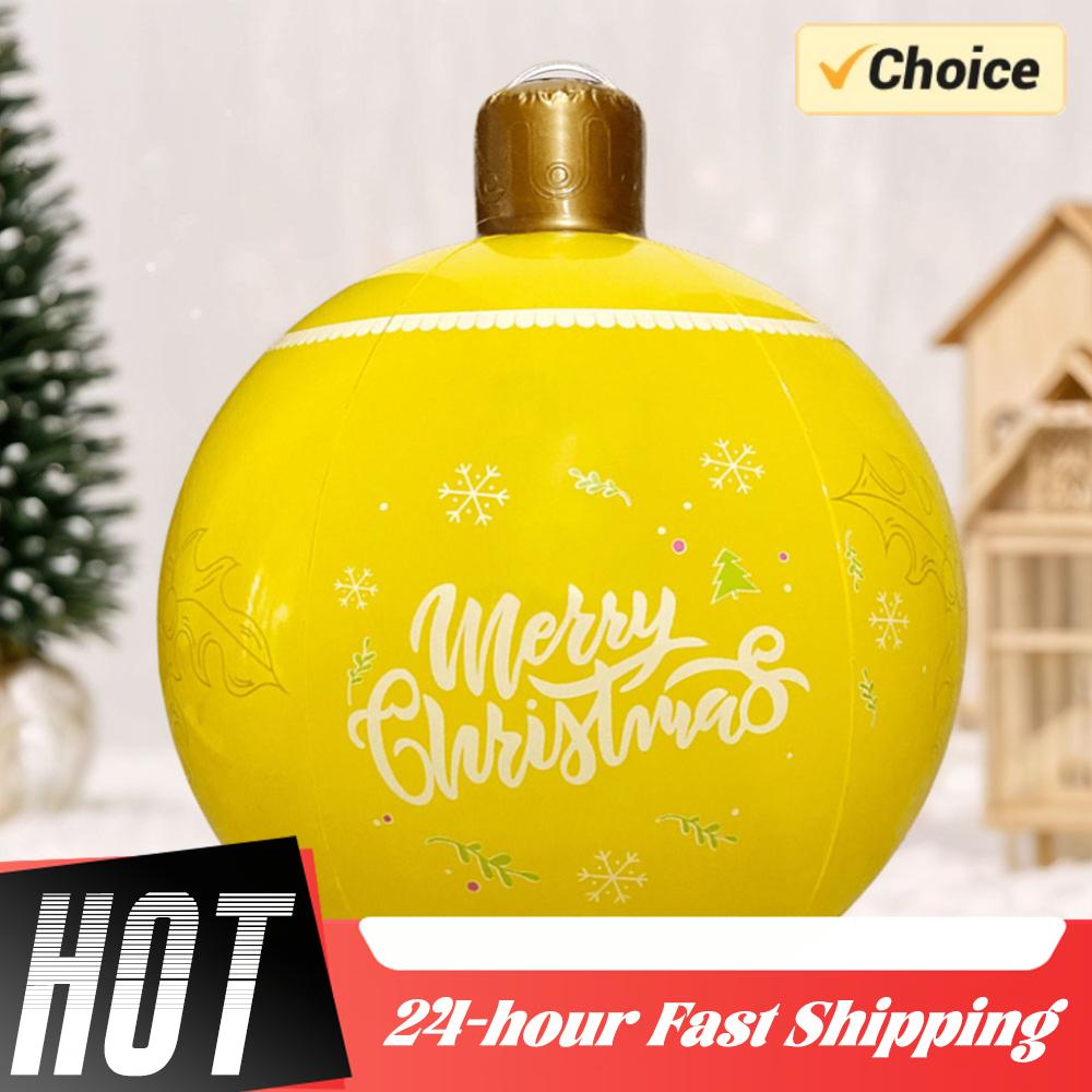 60cm New Inflatable Christmas Ball Giant Inflatable Christmas Ball New Years Christmas Ornaments Outdoor Christmas Holiday Decor
