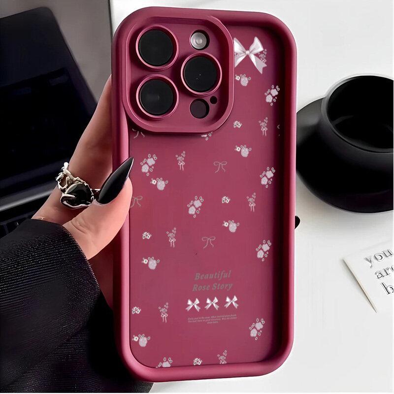 INS Pink Bow Flower Phone Case for Samsung Galaxy M34 M31 M51 M30S M23 M20 M11 M15 J4 J6 Plus J8 A02 S21 FE S20 Ultra Plus Cover