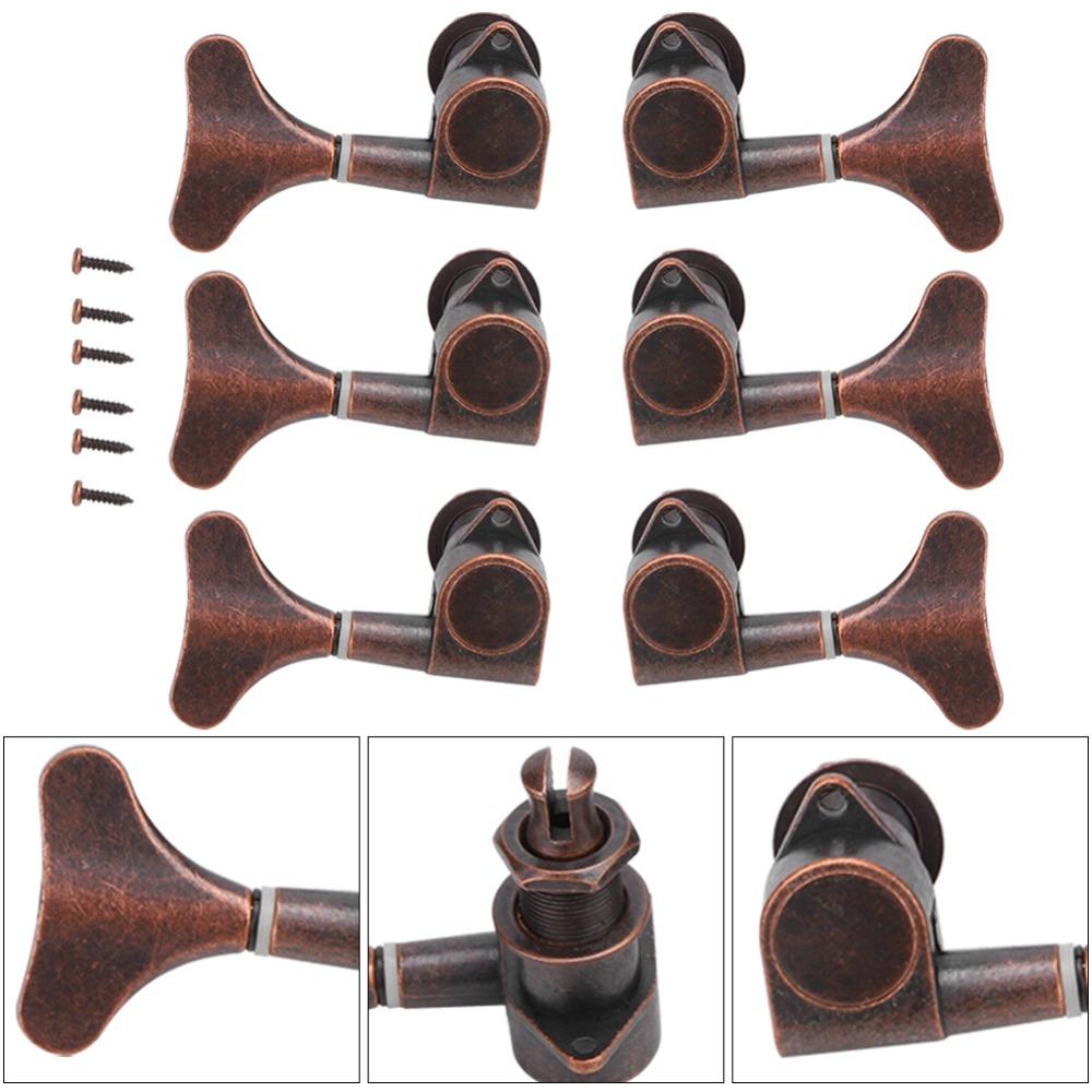 6PCS Fishtail Shaped Bass Tuning Key Pegs Metal Bass Parts Bass Tuners  Electric Bass Guitar