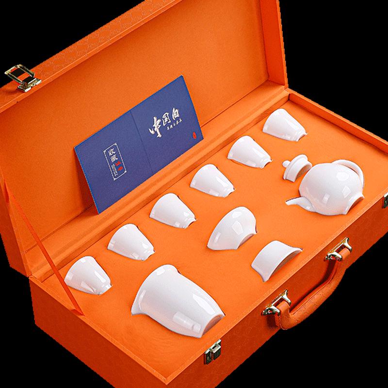 Tuopai 10-Piece Glossy Jade-like White Porcelain Kung Fu Tea Set