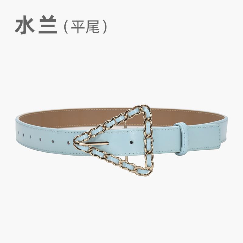 Women'S Belt Retro Triangle Pin Buckle Chain Belt Women'S Decorative Leather Fine Belt Women'S Dress