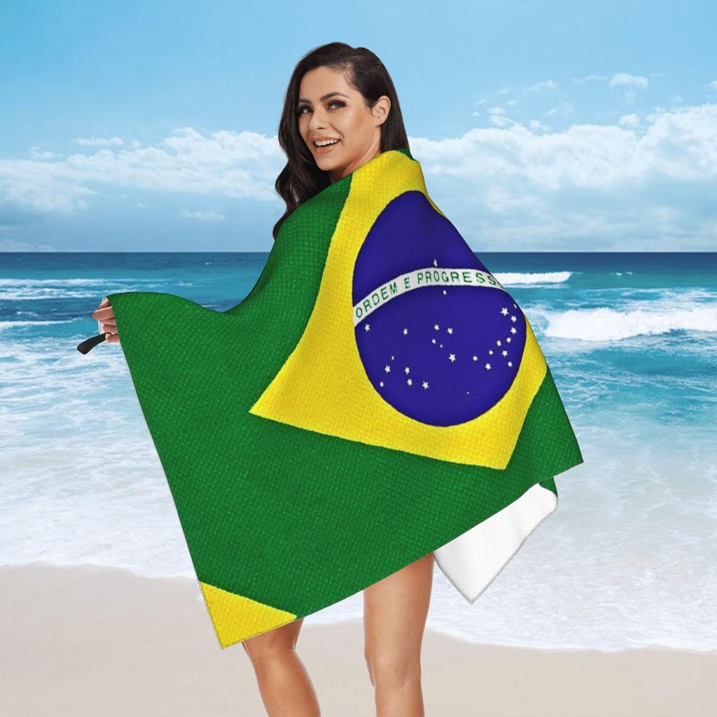 Brazilian Flag Brazil Beach Towel Soft Microfiber Quick Dry Absorbent Quick Towels For Mountain Climbing
