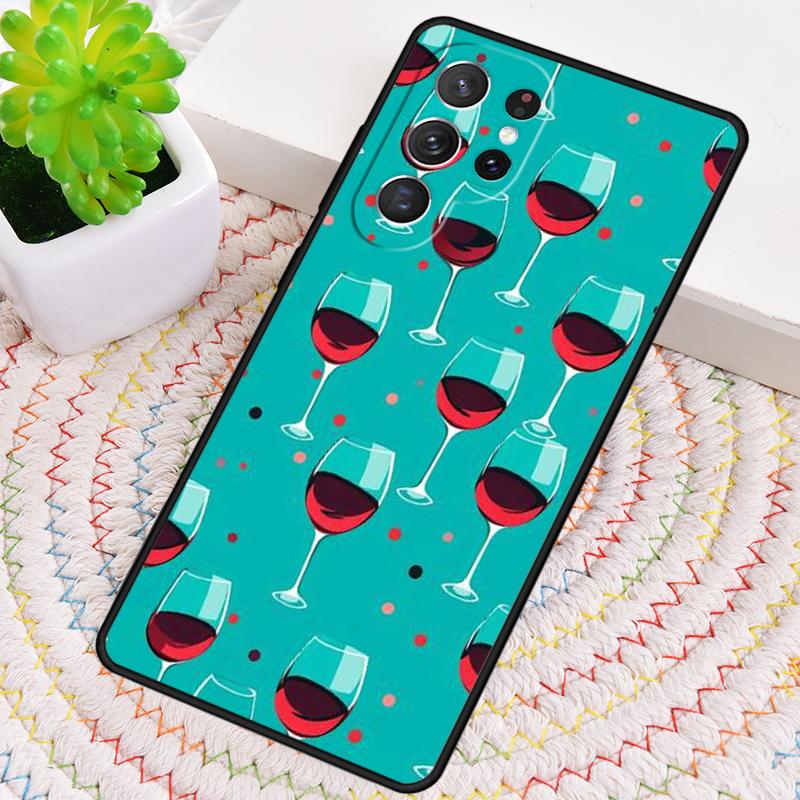 Custodia per Telefono in TPU con Disegno di Bicchiere di Vino Rosso Per Samsung Galaxy note 10 pro S26 S25 S24 S23 S22 Ultra Plus S21 FE S20 Copertura Antiurto
