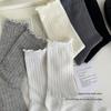 Women's Cotton Breathable Mesh Lace Socks - Elastic, Seamless, Sweat-Absorbent, Mid-Calf Length