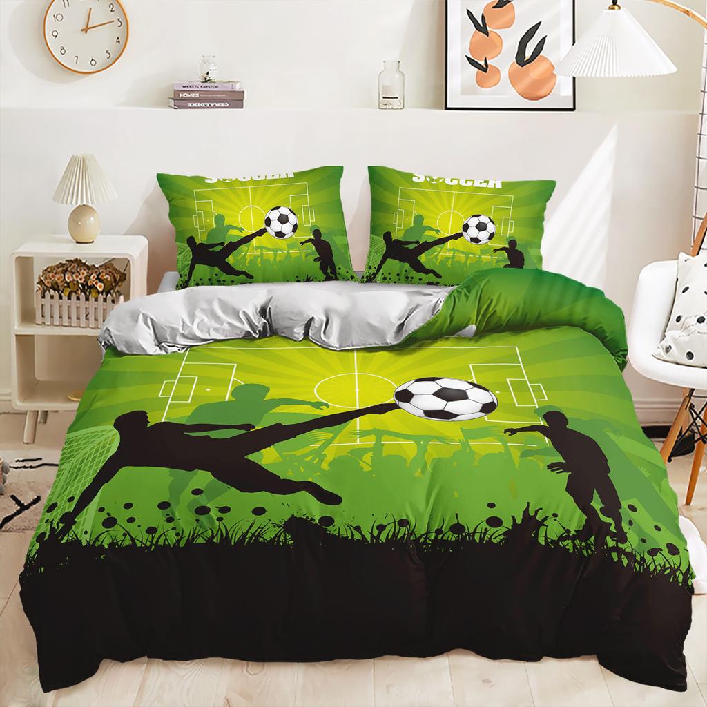 Set de lenjerie de pat cu trei piese Cupa Mondială de Fotbal, imprimare digitală