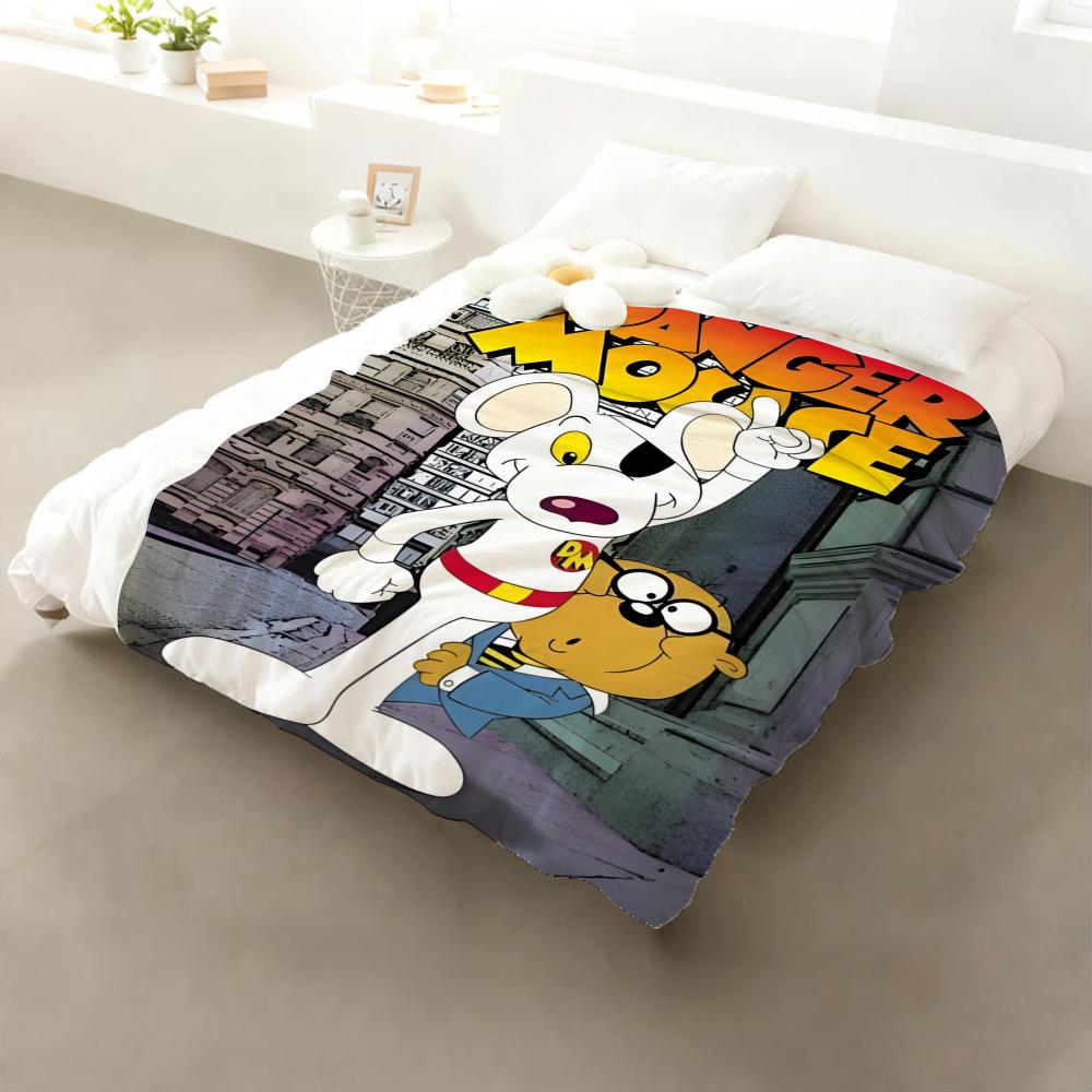 

Cartoon Danger Mouse Throw Flannel Throw Blanket: Soft Kid-Friendly Warm Anti-Static All Season Washable Couch Bed Home 75x90cm