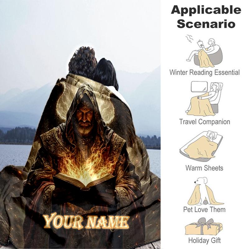 1PC Custom Name "Angel's Fiery Revelation" flannel blanket versatile, all-season throw suitable for the living room, bedroom, camping, travel, and gif