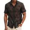 Men's Rose Floral Mesh Sheer Button Short-sleeved Shirt