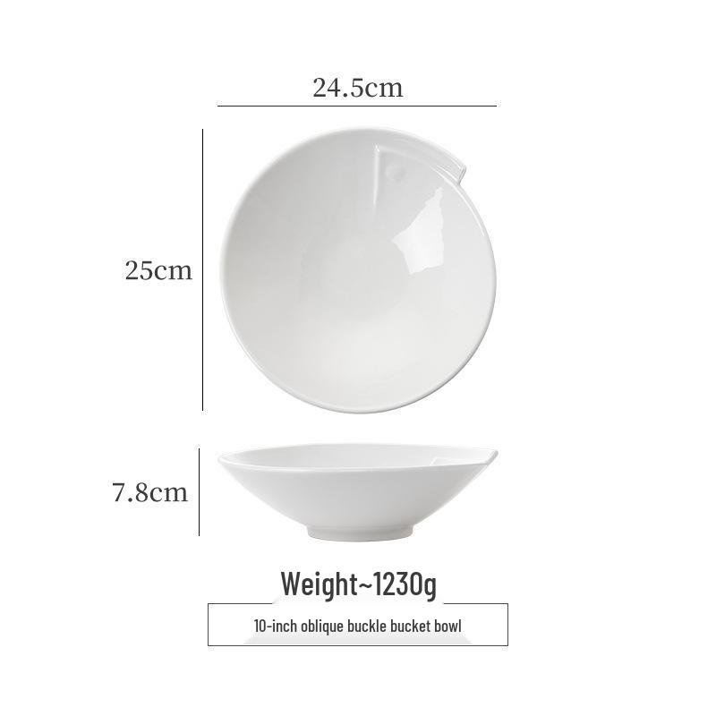 קערת עצם סין עמוקה לבנה אלגנטית: קערת מרק/אטריות/פירות ים למלון ומסעדה - עיצוב לא סדיר ויצירתי