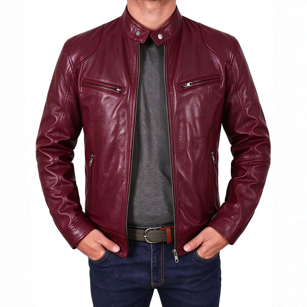 New men's stand-up collar PU leather jacket slim locomotive jacket spring and autumn casual multi-color coat
