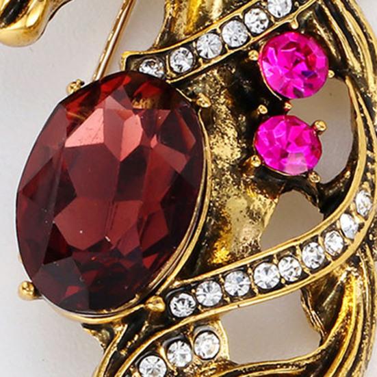 1/2Pcs Brooch Metal Horse Head Design Pin with Sparkling Rhinestones Oval Colored Faux Crystals Fastening Badge Jackets Scarves Bags Accessories