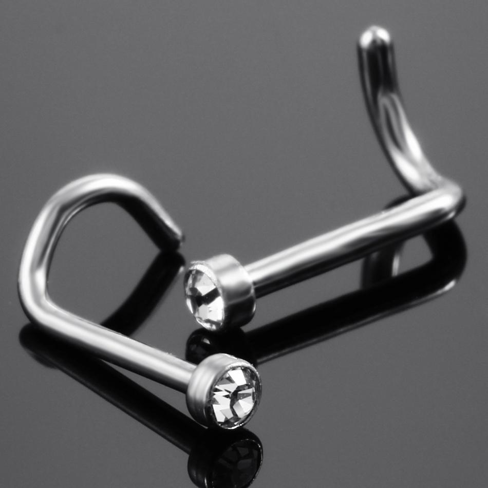 10 Stück/Los G23 Titan Nasenstecker Piercing Kristall Nasenschraube Flache CZ Nasenflügel Ohrringe Piercing Nase Schmuck Nasenringe 20G 18G