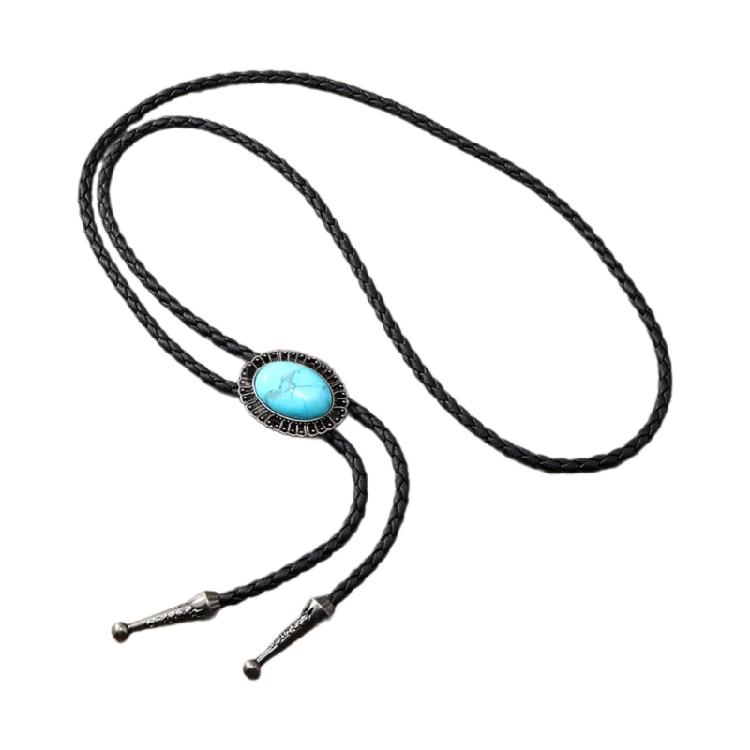 Men Bolo Tie Gem Stone Jewelry Cowboy Hat Western Necklace Costume Accessories
