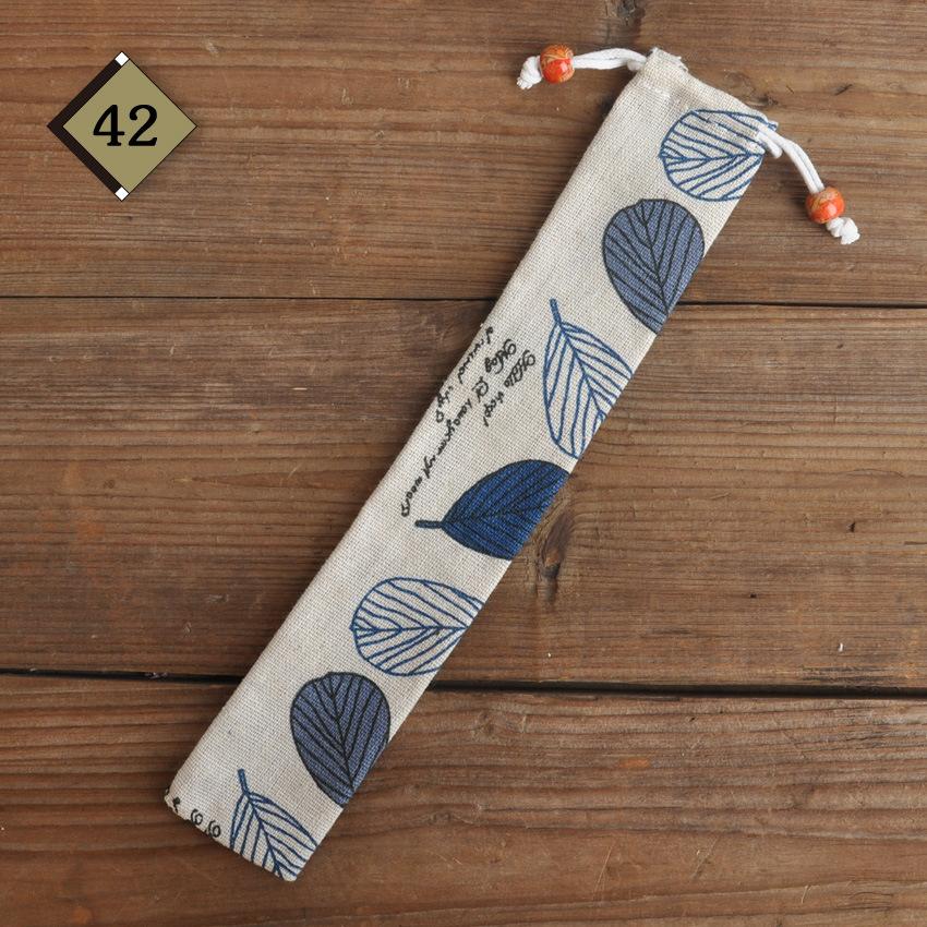 1pc Eco Friendly Canvas Drawstring Pouch Japanese Style for Chopsticks Spoon Straw Home Kitchen Travel Organizer
