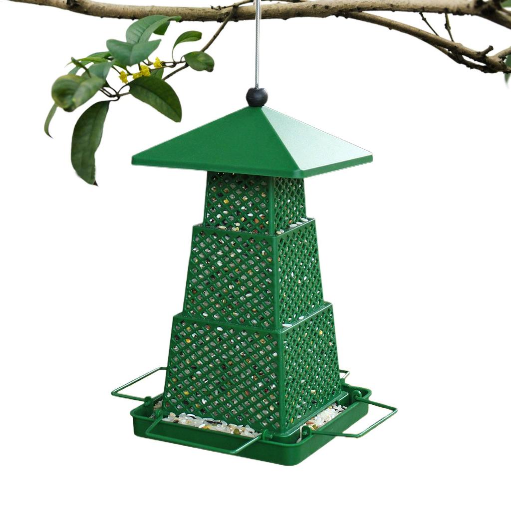 Wild Bird Feeders with Square Tray Squirrel-proof Large Bird Feeder Outdoor Decorations for Hummingbird Chickadee Garden Yard