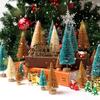 S/M/L Mini Christmas Tree Tabletop Ornaments with Wood Base DIY Crafts Artificial Sisal Pine Xmas Tree Party Decor Wholesale