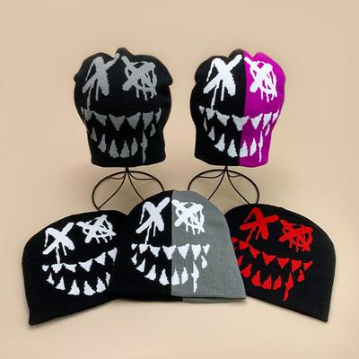 Funny Venom Knitted Hat Men'S And Women'S Warm Contrast Color Hip Hop Street Personality Pullover Hat