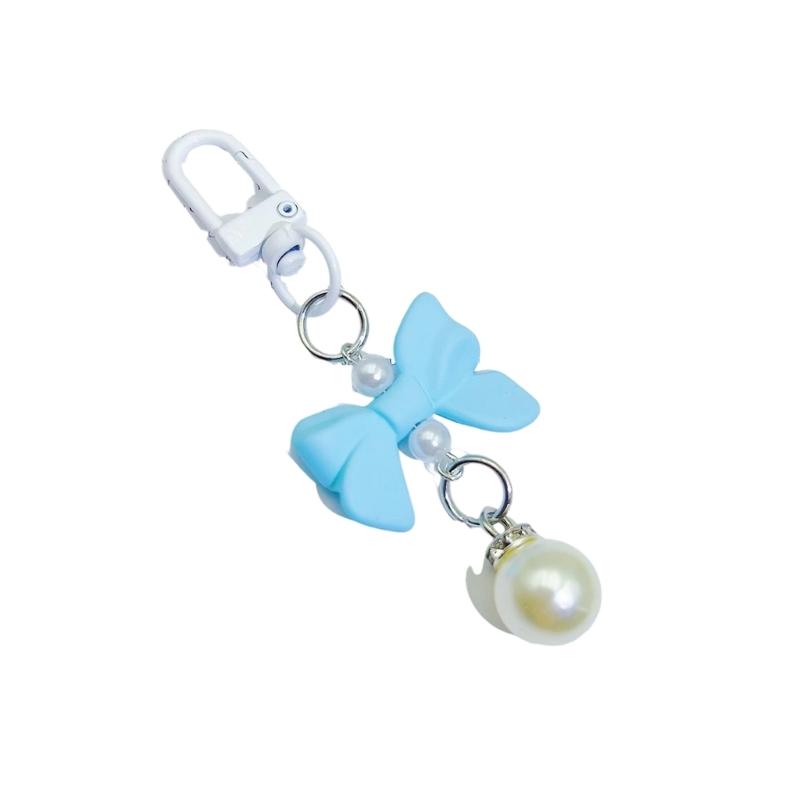 Plastic Acrylic Shimmering Bowknot Pearls Phone Charm Short Pendant Cellphone Detailing Jewelry Lanyard Strap Decoration