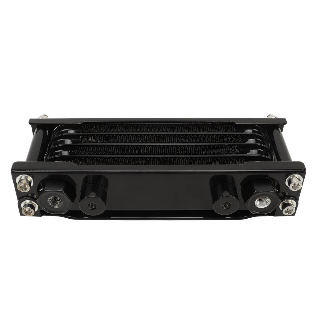 17PCS Motorcycle Oil Cooler Radiator Set Aluminum 4 Row Engine Oil Cooling Kit Replacement for Monkey 125cc‑140cc Black