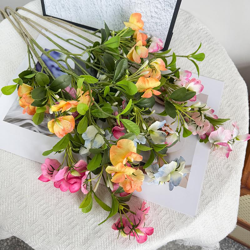 Pea Flower Scented Silk Faux Flowers for High-Class Living Room Decor & Photography Props