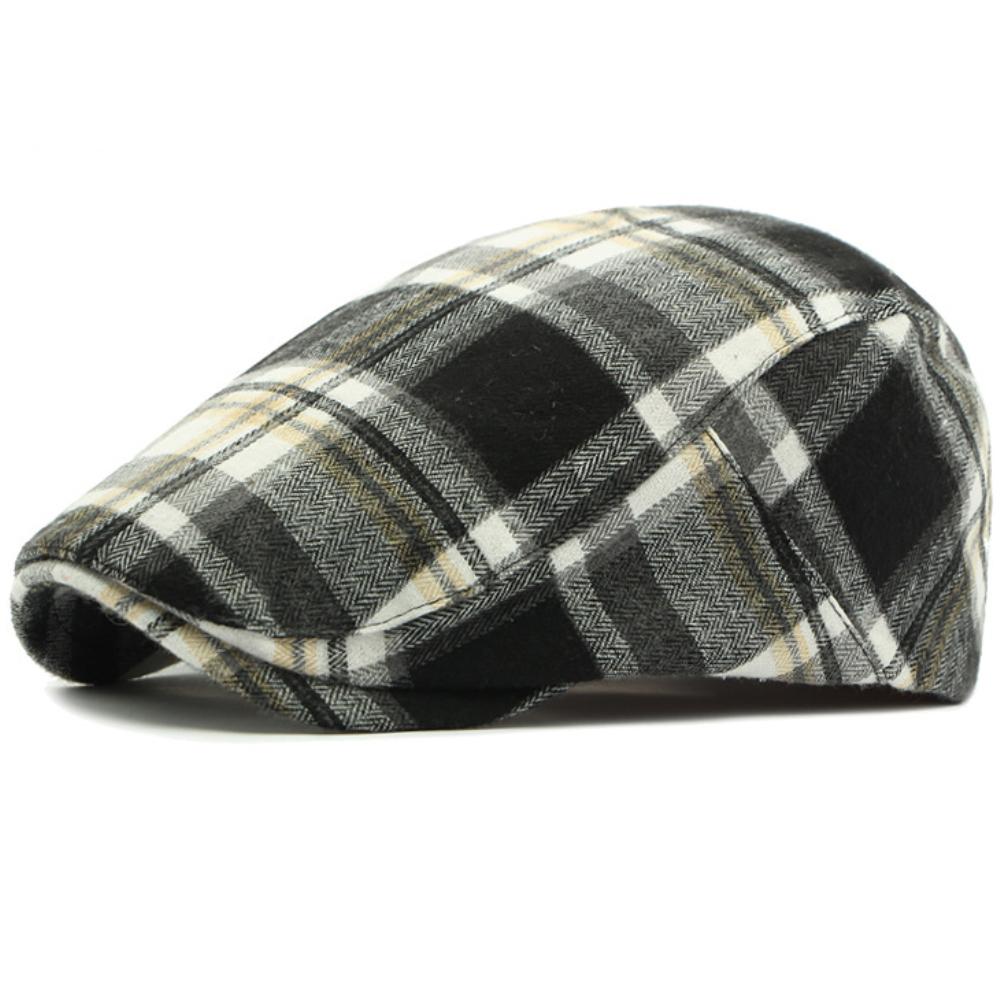 HT4697 Berets Spring Autumn Men Women Caps Vintage Artist Painter Plaid Beret Hat Male Female Ivy Flat Cap Adjustable Beret Caps