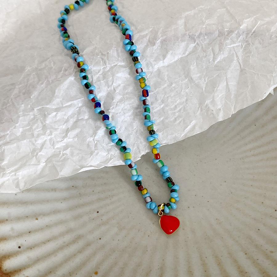 

Необычное ожерелье-подвеска в виде сердца с неровными стеклянными бусинами, модная простая темпераментная цепочка для ключицы, универсальная высококачественная бижутерия для женщин