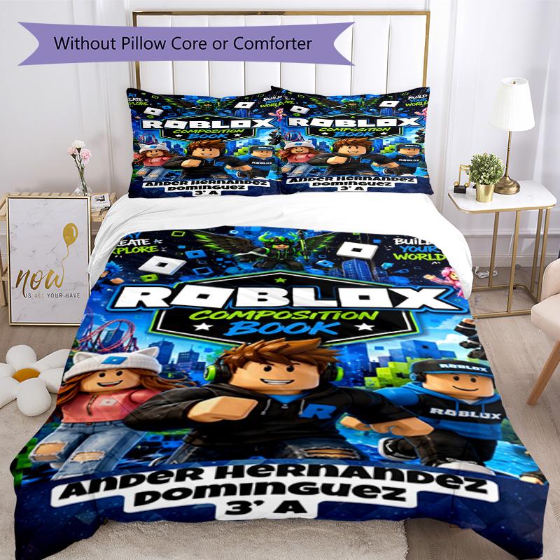 Ensemble de literie Roblox Housse de couette respirante avec taies d'oreiller Linge de lit décoratif pour chambre à coucher Décoration de maison Cadeau d'anniversaire