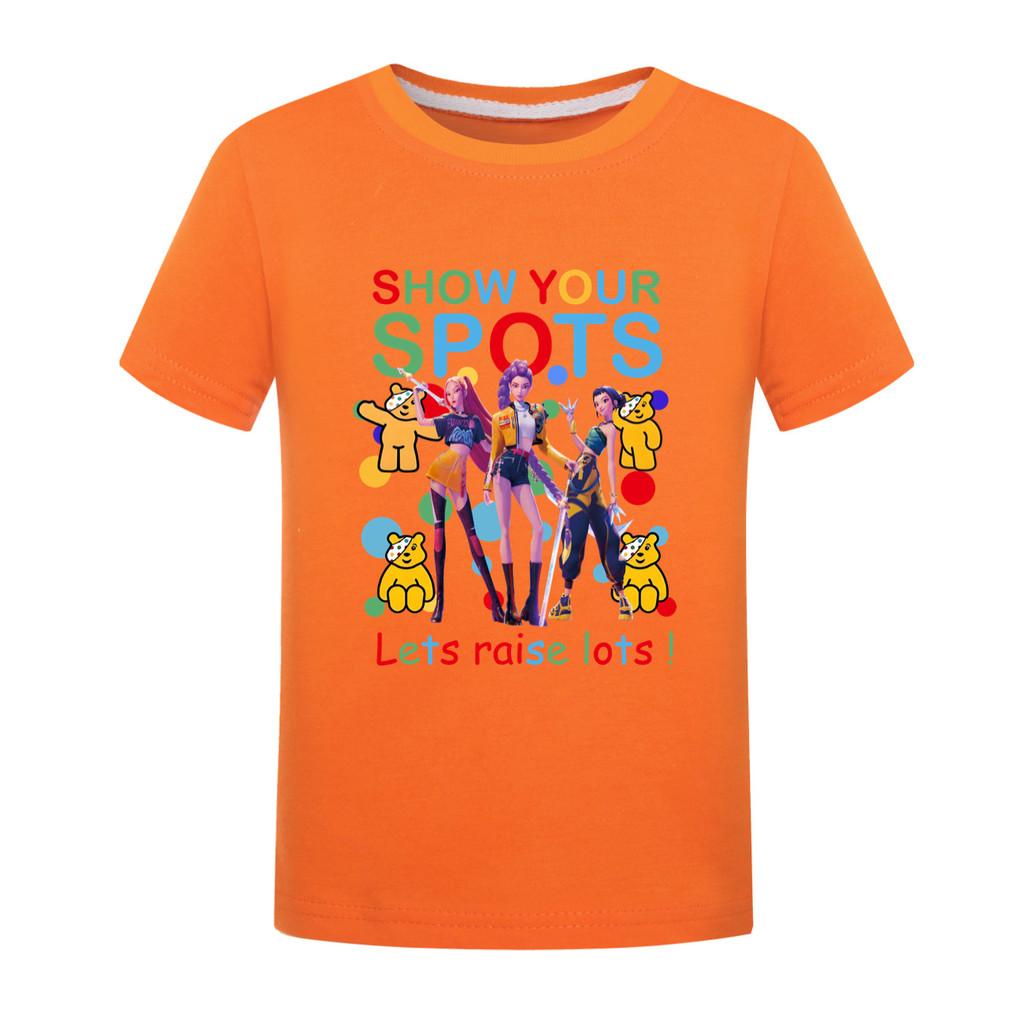 

5101 Kids Girls Boys Rumi Mira Zoey Print Casual Cotton Short Sleeves T-Shirt 170cm помаранчевий