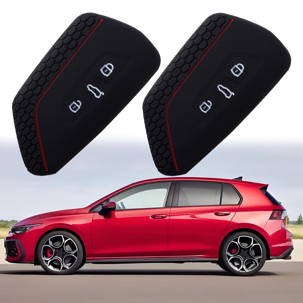 Black Soft Silicone Key Cover Set for Golf 8 For Skoda Enyaq IV 2 Pieces