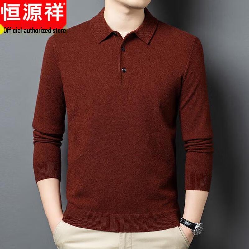 Hengyuanxiang Men's Thermal Collared Knit Sweater