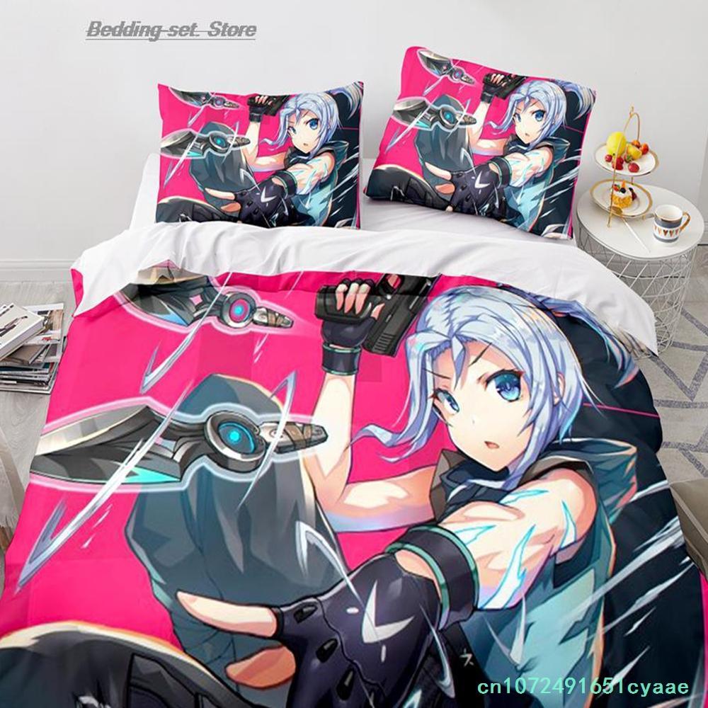 Gaming Valorant Bedding Set Single Twin Full Queen King Size Bed Set Aldult Kid Bedroom Duvetcover Sets 3D Print Anime 030