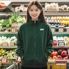 Dark Green Zipper Hoodie for Supermarket Staff - Custom Logo, Autumn/Winter Edition