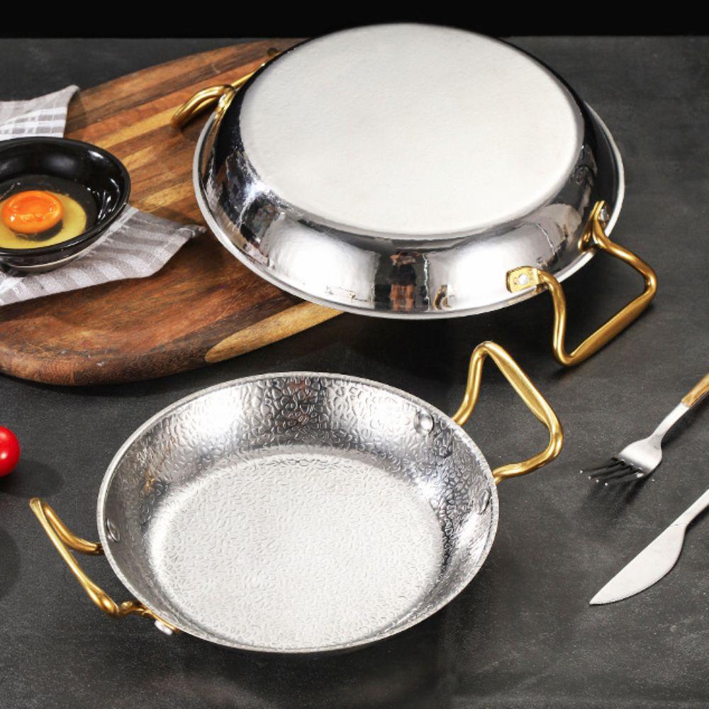 Flat Bottom Seafood Rice Pot Stainless Steel Stock Pot Hammer Grain Seafood Paella Pan  Cooking