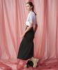 Pelimela Seersucker Flare Long Skirt (Black)