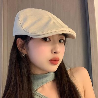 British Style Newsboy Painter Hat with Large Head Circumference Trendy Couple's Versatile Front and Back Wearable Duck Bill Forward Hat