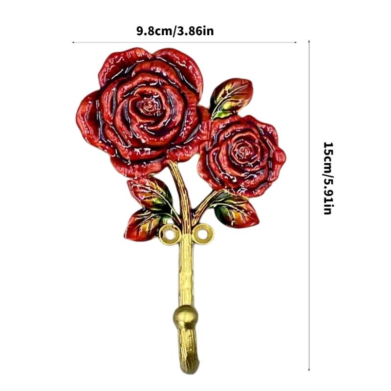 Rose Wall Hook Decorative Metal Hook for Bedroom Entryway Storage Adds Rose Detail While Holding Scarves Hats Keys and Small Accessories