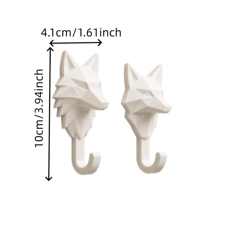 2pcs Geometric Wolf Head Wall Hooks, 3D Printed Animal-Shaped Decorative Hooks, Suitable for Hanging Towels/Keys, for Bathroom, Bedroom, Entryway,