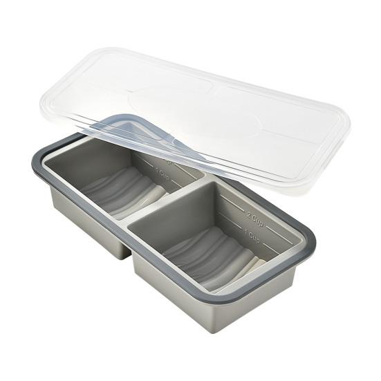 

Silicone Food Storage Container with Lid Reusable Freezer Lunch Box Tray Divided Meal Prep Container for Kitchen S сірий