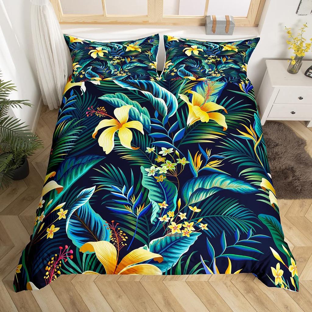 Pastellrosa Hibiskusblüten Bettwäscheset Romantische Blüten Bettbezug Althea Floral Steppdeckenbezug Blau Polyester Steppdeckenbezug