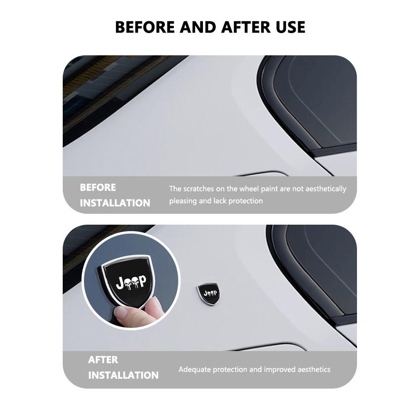 Car Personalized Decor Sticker Silver Shield Shape Emblem For Jeep Cherokee Patriot Liberty Wrangler JK JL Commander ALZ1