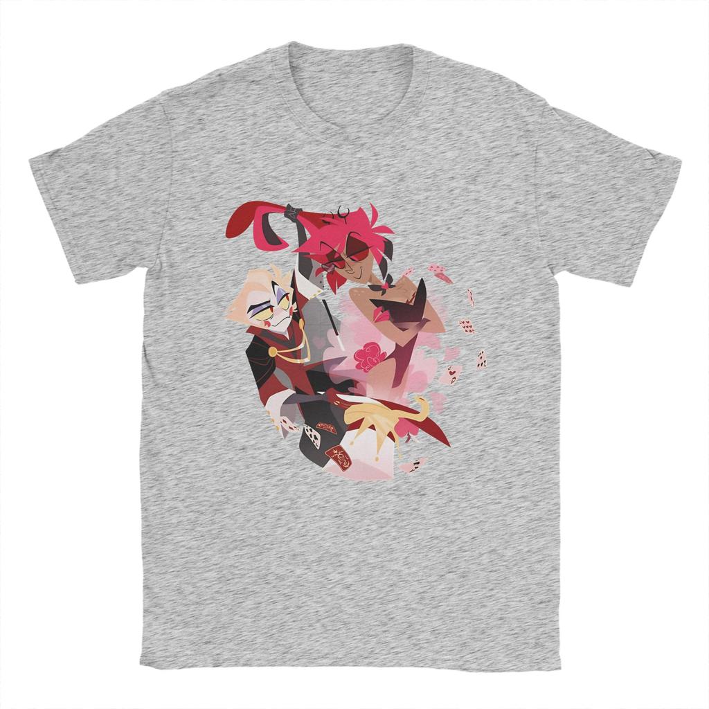Lucifer Alastor Alakazam  TShirt Summer HHazbins Hotels Cotton TShirts For Couple Hippie Casual Tshirt Short Sleeve Top Tees