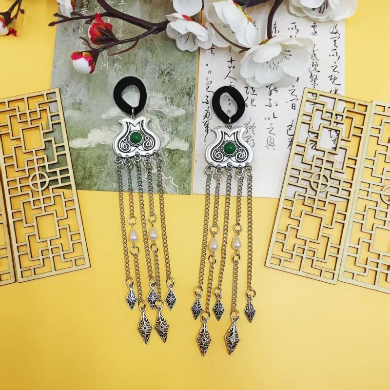Vintage Floral Alloy Tassel Hair Accessory With Elastic Cord Boho Headband Women Travel Photography