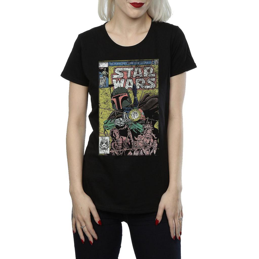STAR WARS Womens/Ladies Boba Fett Comic Cotton T-Shirt