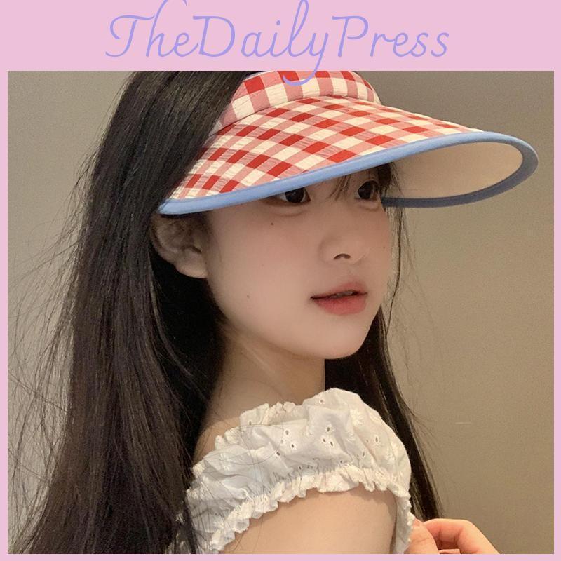 Cap Sunscreen Sun Hat Grid Pattern Uv Protection Breathable Unisex Versatility