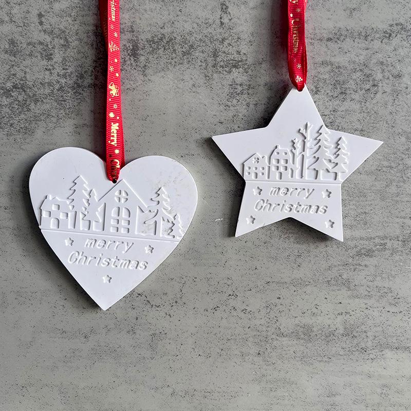 1Pc Xmas Tree Xmas Gift Casting Heart Pendant Casting Mold Silicone Moulds DIY Christmas Pendant Plaster Moulds Star