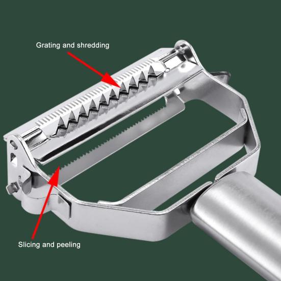 Edelstahl-Schäler Rostbeständig Doppelklinge Obst Gemüse Schäler Multifunktions-Küchenwerkzeug zum Scheiben Raspeln Julienne