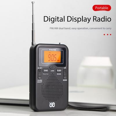 W-206 FM/AM Radio Portable Battery by 2 AA ,Stereo Earphone, LCD Display Digital Alarm Clock sleep,Morning/AM Indicator