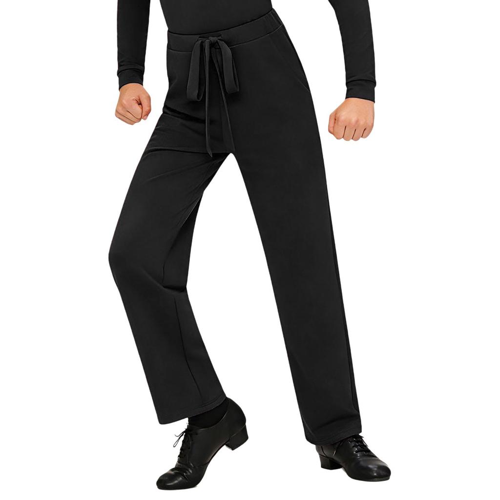 Boys Latin Dance Pants Drawstring Elastic Waistband Trousers Dancing Practice Performance