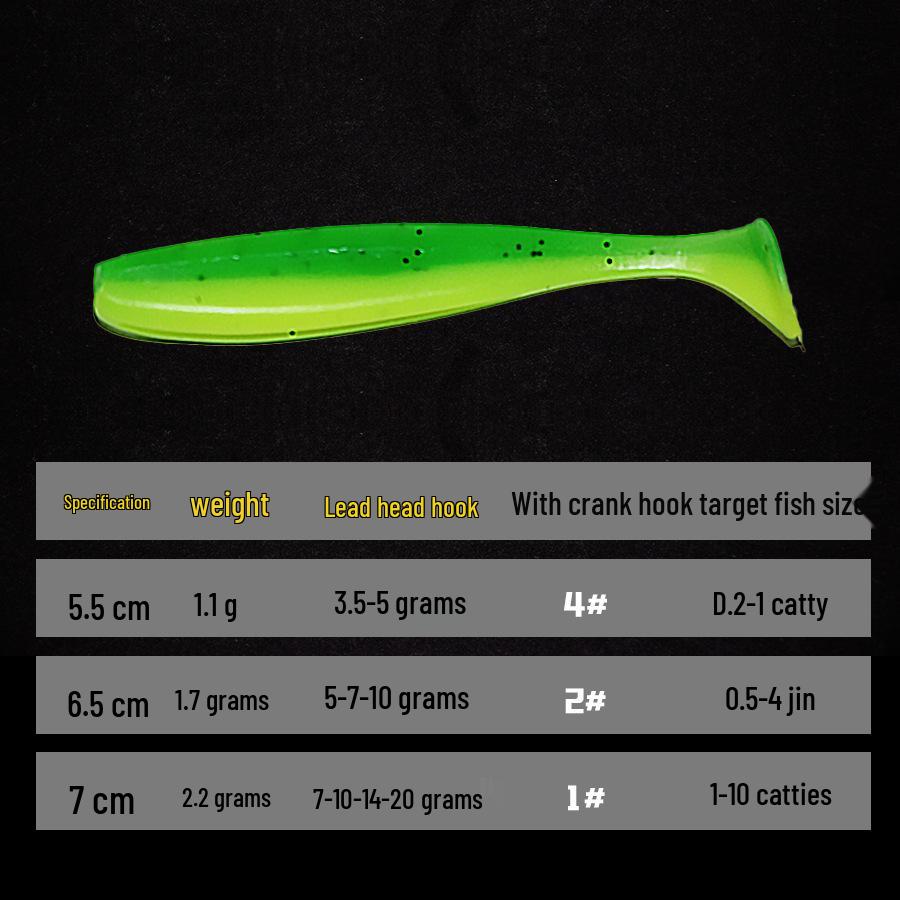 T-Tail Soft Bait Lure: Artificial Worm with Lead Head Hook for Long Cast Bass Fishing, Drop Shot T-Tail Design.